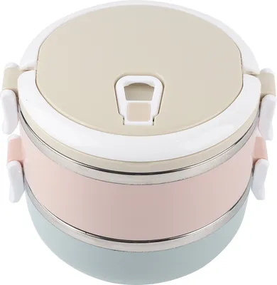 Produktbild von Tragbarer Lunchbox-Behälter aus Edelstahl, Bento-Box, Lebensmittelbehälter (2 Schichten, 1400 ml)