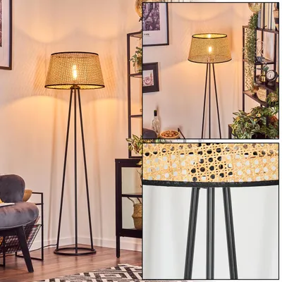 Produktbild von Casalina Stehlampe aus Metall/Wiener Geflecht/Rattan in Schwarz/Natur