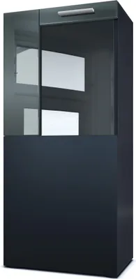 Produktbild von Vladon Stand-/Hänge Vitrine Movie, Schwarz matt/Grau Hochglanz - Moderne Glasvitrine - (BxHxT): 50,5 x 111 x 32,5 cm