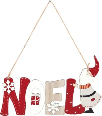 Produktbild von Weihnachtsanhänger aus Holz mit Weihnachtsmann-Motiv für Tür und Weihnachtsbaum