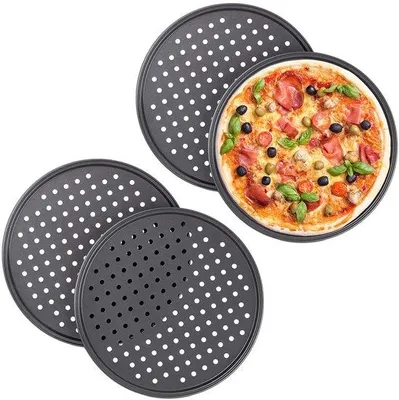 Produktbild von Pizza Backplatte - Set aus 4 - Anthrazit - Kohlenstoffstahl