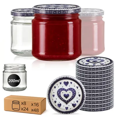 Image de Lot de 48 pots en verre de 200 ml avec couvercles