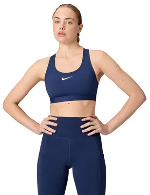 Obrázek produktu pro Sportovní podprsenka Nike Swsh Med pro ženy, barva tmavě modrá/bílá, velikost XL