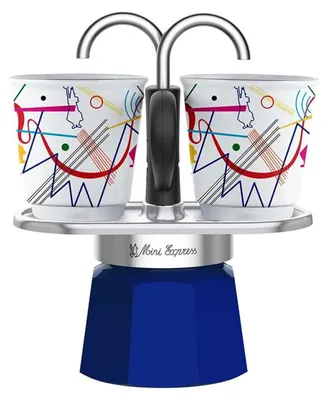 Produktbild von Bialetti Mini Express Kandinsky, Mokka-Kanne, Blau, Silber, Aluminium, 2 Tassen, 90 ml, 1 Stück(e)