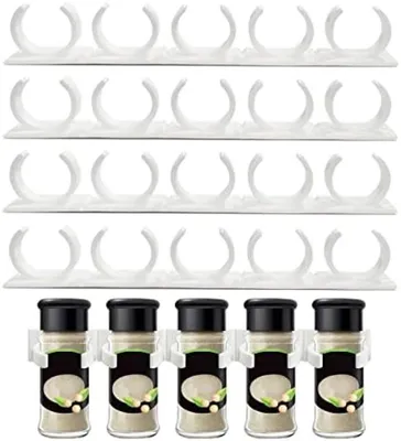Produktbild von PolkaHome® 20-teiliges Gewürzregal-Set – Klebestreifenmontage, 25 x 2 x 4 cm, Weiß