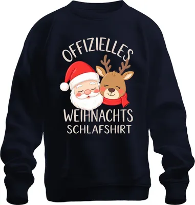 Produktbild von Offizielles Weihnachts Schlafshirt Weihnachtsmann Rentier Lustig Uni Sweatshirt Pullover, Navy, L