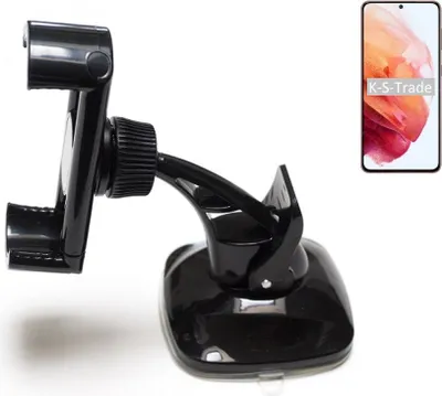 Produktbild von K-S-Trade kompakte Handy-Halterung Windschutzscheibe kompatibel mit Samsung Galaxy S21 5G SD888 Armaturenbrett schwarz Autohalterung KFZ Halter