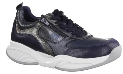 Produktbild von Xsensible SWX19 Damen Halbschuhe Abrollschuh, Leder Navy Combi, Stretchleder - Damenschuhe Bequeme Schnürschuhe, Blau, leder/textil (stretch)