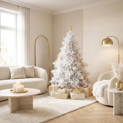 Image de LARS360, sapin de Noël artificiel, 150 cm, sapin blanc avec l'aspect du sapin Nordmann, 580 branches, 100% en PE, pied en bois, sans éclairage