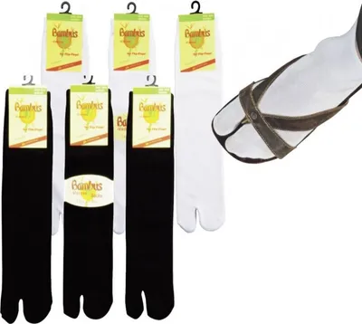 Produktbild von 6 Paar Bambus Viskose Sandalen Socken Tabi-Socks Samurei-Socks Damen Herren weiß Einheitsgröße