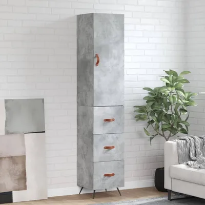 Produktbild von vidaXL Highboard Betongrau 34,5x34x180 cm Holzwerkstoff