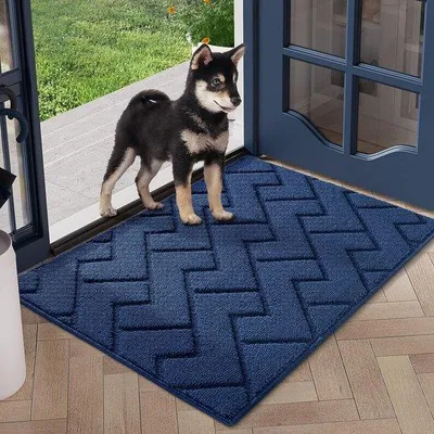 Zdjęcie produktu dla Mata Unyqoos® do wycierania, zmywalna, 50 x 80 cm, niebieska – mata do użytku wewnątrz i na zewnątrz, wykonana z mikrofibry o wysokiej chłonności, z antypoślizgową podkładką TPR