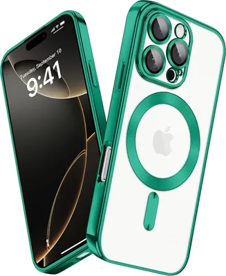 Immagine prodotto di Custodia per iPhone 16 Pro Magnetic Ultra Thin Transparent Case con Magsafe e Camera Cover Verde
