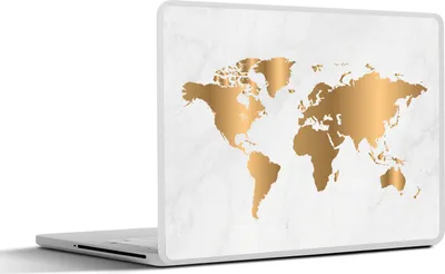Produktbild von MuchoWow® Laptop Aufkleber Sticker Cover Weltkarte - Gold - Marmoroptik - Luxus - Design 36.5x27.5 cm - Laptop-Sticker