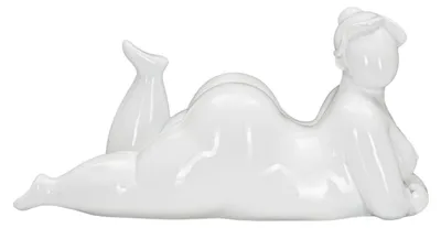 Image de Sculpture Femme Yoga Relax en résine blanche