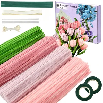 Productafbeelding van Solidchoice - Pijpenragers Knutselset met 400 Stuks voor Kunstbloemen in Roze