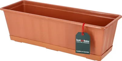 Produktbild von KOTARBAU® Blumenkasten Blumentopf für Balkon 50x18x14cm Terrakotta Balkonkasten Balkongeländer Pflanzkasten mit Untersetzer aus Kunststoff Rechteckig
