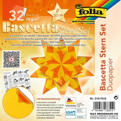Produktbild von Folia 314/1515 Bascetta Stern - gelb/orange, Ø 20 cm