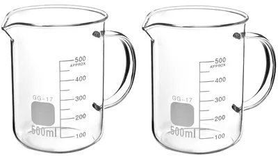 2er-Pack Messbecher mit Henkel, Borosilikatglas, 500 ml