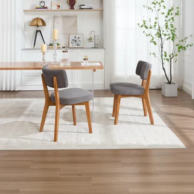 Produktbild von STILVORA 2-teiliges Relaxsessel-Set,Küchenstuhl mit Stoffpolsterung und Rückenlehne,Esszimmerstuhl-Set,Grau-farbener Liegestuhl,Polstersessel mit Massivholzbeinen