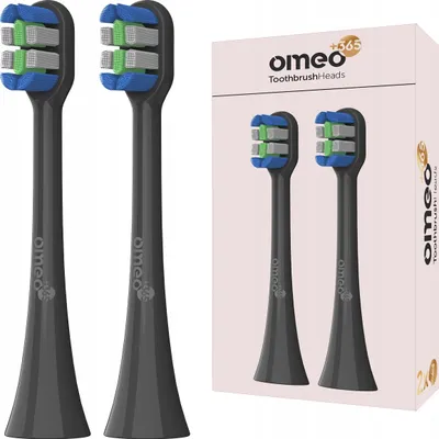 Produktbild von OMEO | Aufsteckbürsten Set +365 - Schwarz - 2x Ersatzbürsten + UV Sanitizer - Kompatibel mit omeo +365