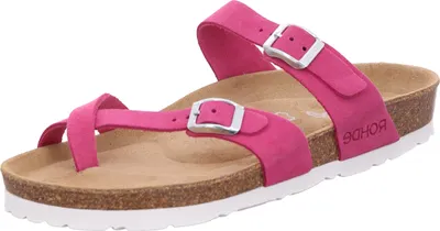 Produktbild von Rohde Damen Zehentrenner Pantolette Leder Schnalle Kork Fußbett Alba 5573, Größe:37 EU, Farbe:Pink