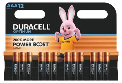 Produktbild von Duracell Optimum AAA, Einwegbatterie, AAA, Alkali, 12 Stück(e), Karton mit Aufhänger, Zylindrische