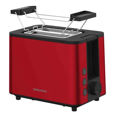 Produktbild von Grundig TA 8340 Toaster Brötchenaufsatz Automatische Brotzentrierung Rot