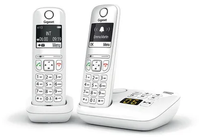 Produktbild von Gigaset AS690A Duo, Analoges/DECT-Telefon, Kabelloses Mobilteil, 100 Eintragungen, Weiß