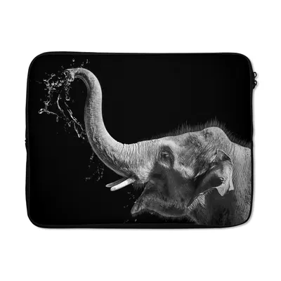 Produktbild von MuchoWow® Laptop Hülle 15 Zoll Porträt - Elefant - Tiere - Schwarz und weiß Laptoptasche - Laptoptasche - Sleeve - Rundum-Schutz