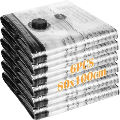 Produktbild von Vakuumbeutel für Kleidung – Set mit 6 Stück – Staubsaugerbeutel – 80 x 100 cm – Wiederverwendbar – Aufbewahrung für Kleidung