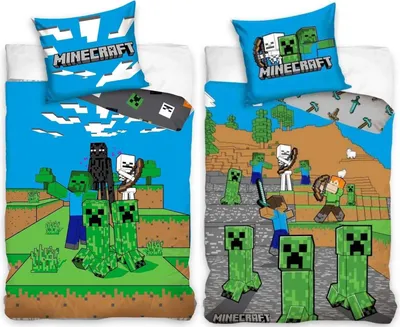 Produktbild von Minecraft - 2 x Wende-Bettwäsche-Set im Doppelpack, 135x200 & 80x80
