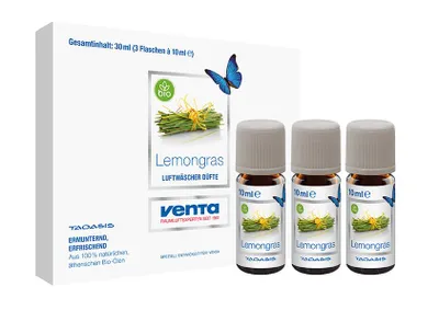 Produktbild von Venta Duftöl Lemongras Nachfüllpack 3x10ml für Venta Luftwäscher und Luftbefeuchter
