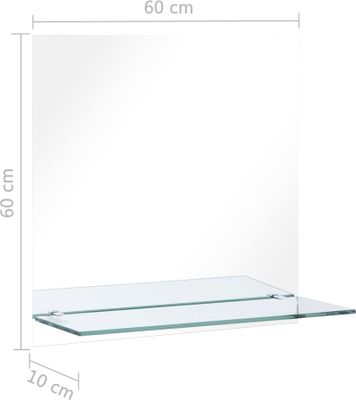 vidaXL Wandspiegel mit Regal 60×60 cm Hartglas
