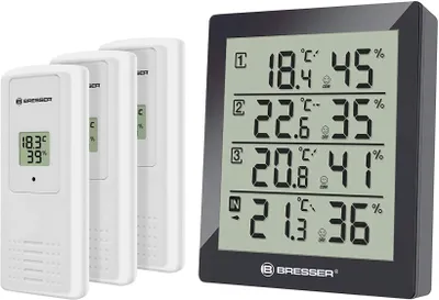 Produktbild von wetterstation Temeo Hygro Quadro12 cm grau/weiß 4-teilig