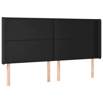 Image de vidaXL Tête de lit avec oreilles Noir 183x16x118/128 cm Similicuir