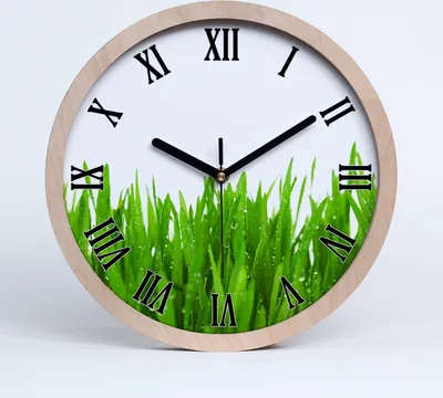 Produktbild von Holzuhr 30fi cm wanduhr - schwarze Spitzen - Gras