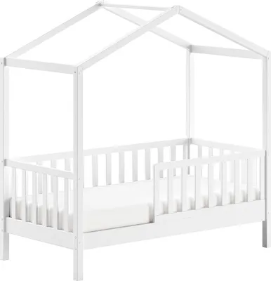 Produktbild von JAXX - Junior Hausbett mit seitlicher Umrandung 70 x 140 cm Liegefläche, inkl. Rolllattenrost Kiefer massiv weiß