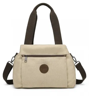 Productafbeelding van Kleine, beige schoudertas van canvas van het merk Corina