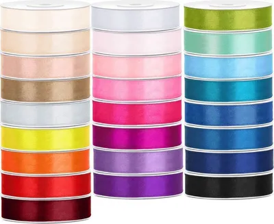 Produktbild von 25 verschiedne Farben Satin Geschenkband 25m lang 12mm breit bunt