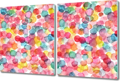Produktbild von Glas-Herdabdeckplatte Glaskeramikkochfeld-Abdeckung Spritzschutz - 2x 40x52 cm - Bunte Aquarellblasen