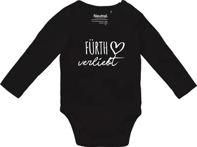Produktbild von Huuraa Baby Body Fürth verliebt 80 Black  Baumwolle Fairtrade Langarmbody Geschenkidee