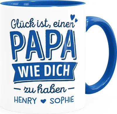 Produktbild von Tasse personalisiertes Geschenk Spruch Glück ist einen Papa-Mama wie dich zu haben anpassbare Namen Papa - mit Namen inner-royal Keramik-Tasse