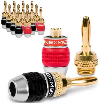 Produktbild von NEXMEX Bananenstecker 4mm schraubbar vergoldet 20x Stecker für Lautsprecherkabel