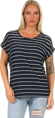 Produktbild von Damen Oberteil T-Shirt Gestreift Shirt Kurzarm Rundhals Sommer; Muster 10 XL