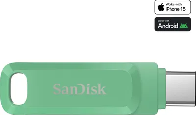 Produktbild von SanDisk Ultra Dual Drive Go, 512 GB, USB Typ-C, 3.2 Gen 1 (3.1 Gen 1), 400 MB/s, Drehring, Grün