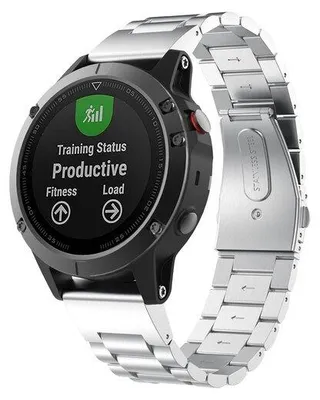 Produktbild von By Qubix Edelstahl-Gliederarmband - Silber - passend für Garmin Quatix 8 - 51 mm