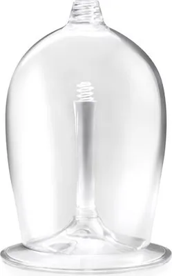 A clear, studio shot of a transparent wine glass.