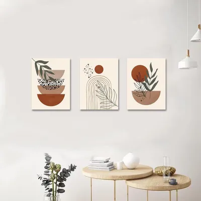 Produktbild von Posterset 30x40 cm, 3-teilig, abstrakte Pflanzenmotive, Wanddekoration für Schlafzimmer und Wohnzimmer