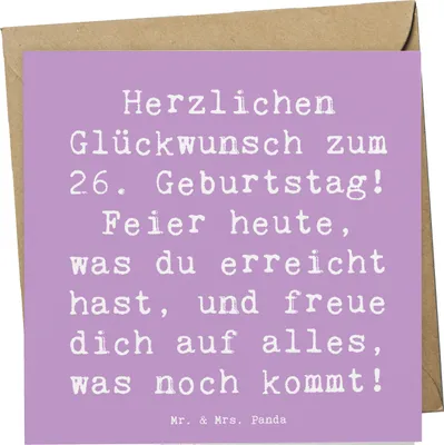 Produktbild von Mr. & Mrs. Panda Grußkarte Spruch 26. Geburtstag - Lavendeltraum - Geschenk, Geburtstagsgeschenk, faltkarte, anlasskarte, Lachen, Glückwunschkarte, Meilenstein, feiern